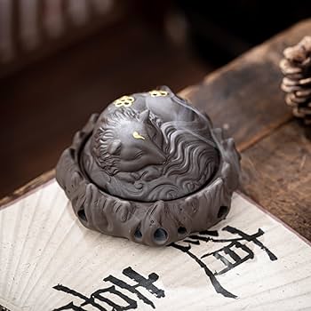 Amazon｜陶磁器紫砂香炉創意狐盤香炉家庭用沈香白檀香炉擬古禅意香炉