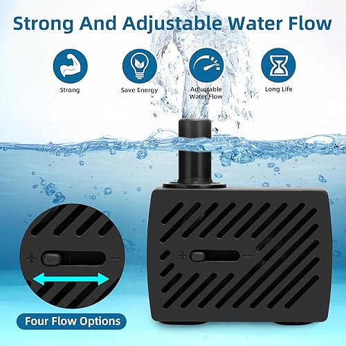Miniatura 3 de Bomba de agua sumergible 5 W 95 GPH Mini fuente Bomba de agua Bomba de acuario para sistemas hidropónicos Peces Estanque Agua Jardines Fuente