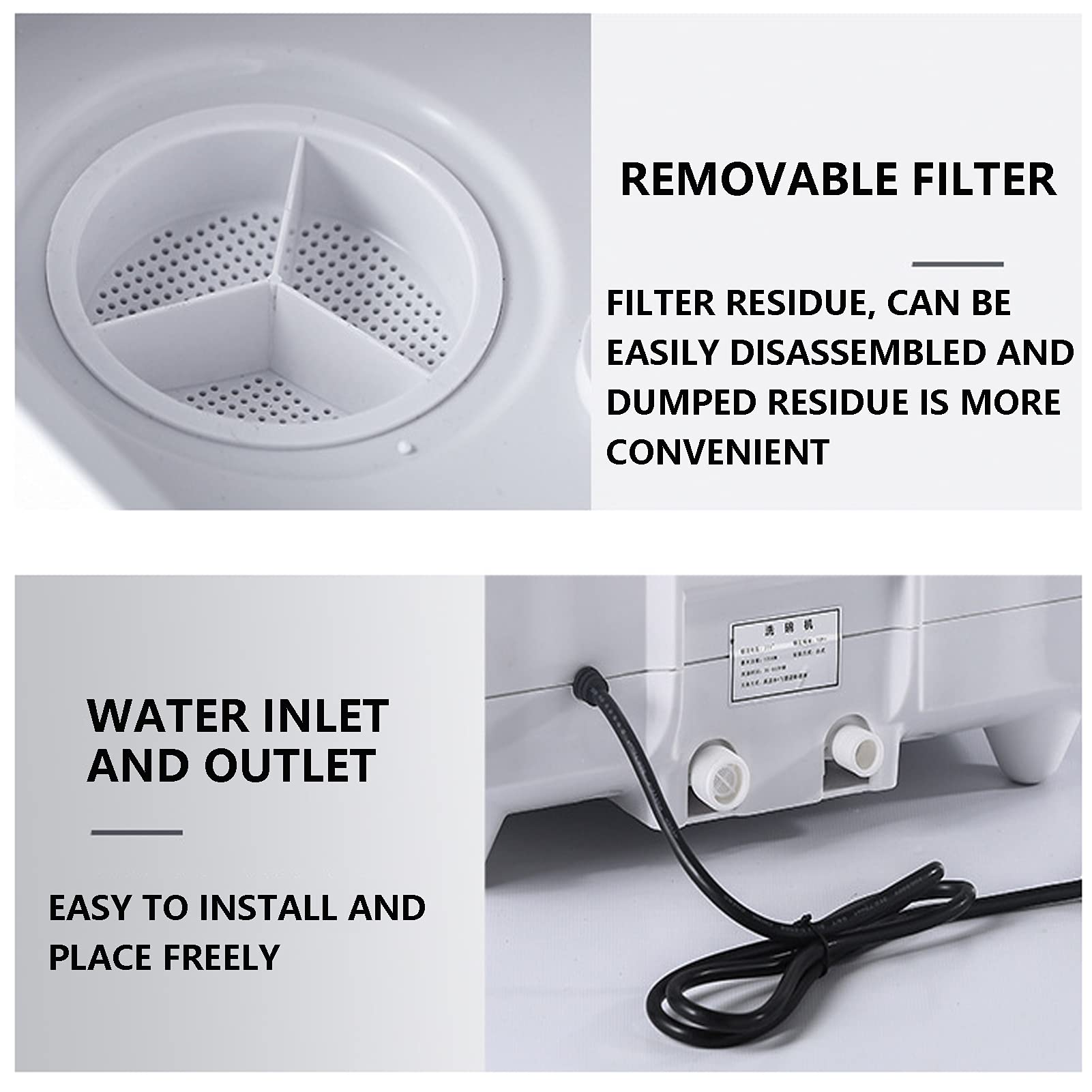 Lavavajillas portátil completo para encimera con tanque de agua integrado, 5 programas para el cuidado del bebé, vidrio y lavado de frutas, color blanco