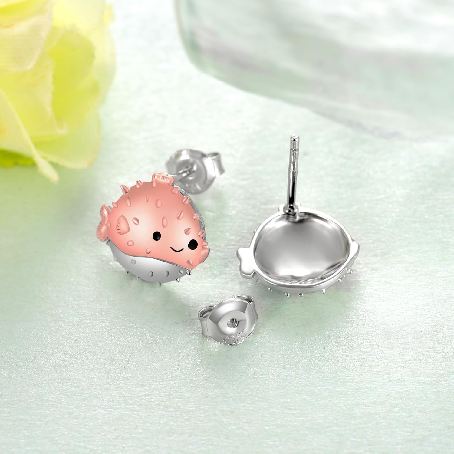 Pufferfish Earrings/Chinchilla Earrings/Avocado Cat Earrings/Fish Earrings 925 Sterling Silver Globefish Earrings Animal Earrings Jewelry Gift for Women - Image 3