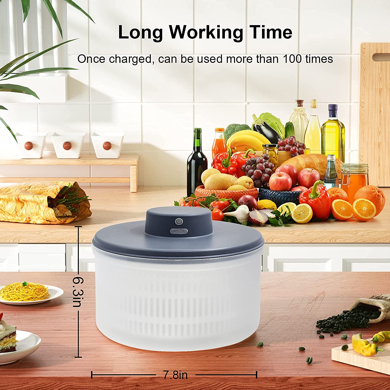 Essoreuse à salade électrique, 5 litres, grande capacité, rechargeable par USB, essoreur à laitue, séchage rapide, séchage automatique, compact, avec panier filtrant pour la maison et la cuisine Essoreuse à salade électrique, 5 litres, grande capacité, rechargeable par USB, essoreur à laitue, séchage rapide, séchage automatique, compact, avec panier filtrant pour la maison et la cuisine