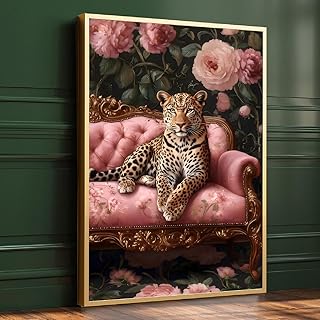 Trendy Cheetah Wall Art Leopard Abstract Painting Eclectic Animal Wall Prints Vintage Animal Pictures Wall Decor Cheetah Fashion Wall Art Vintage Leopard Painting Funny Animals Prints Unframed