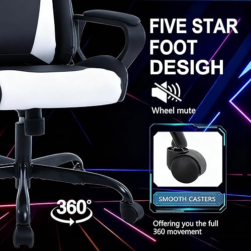 Miniatura 6 de Silla ergonómica para juegos de PC, silla de escritorio de carreras, respaldo alto, sillas de computadora de oficina con brazos, soporte lumbar,