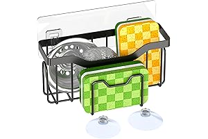 Sponge Holder for Kitchen Sink, Suction Cups & Adhesive Adhesive Sponge Holder