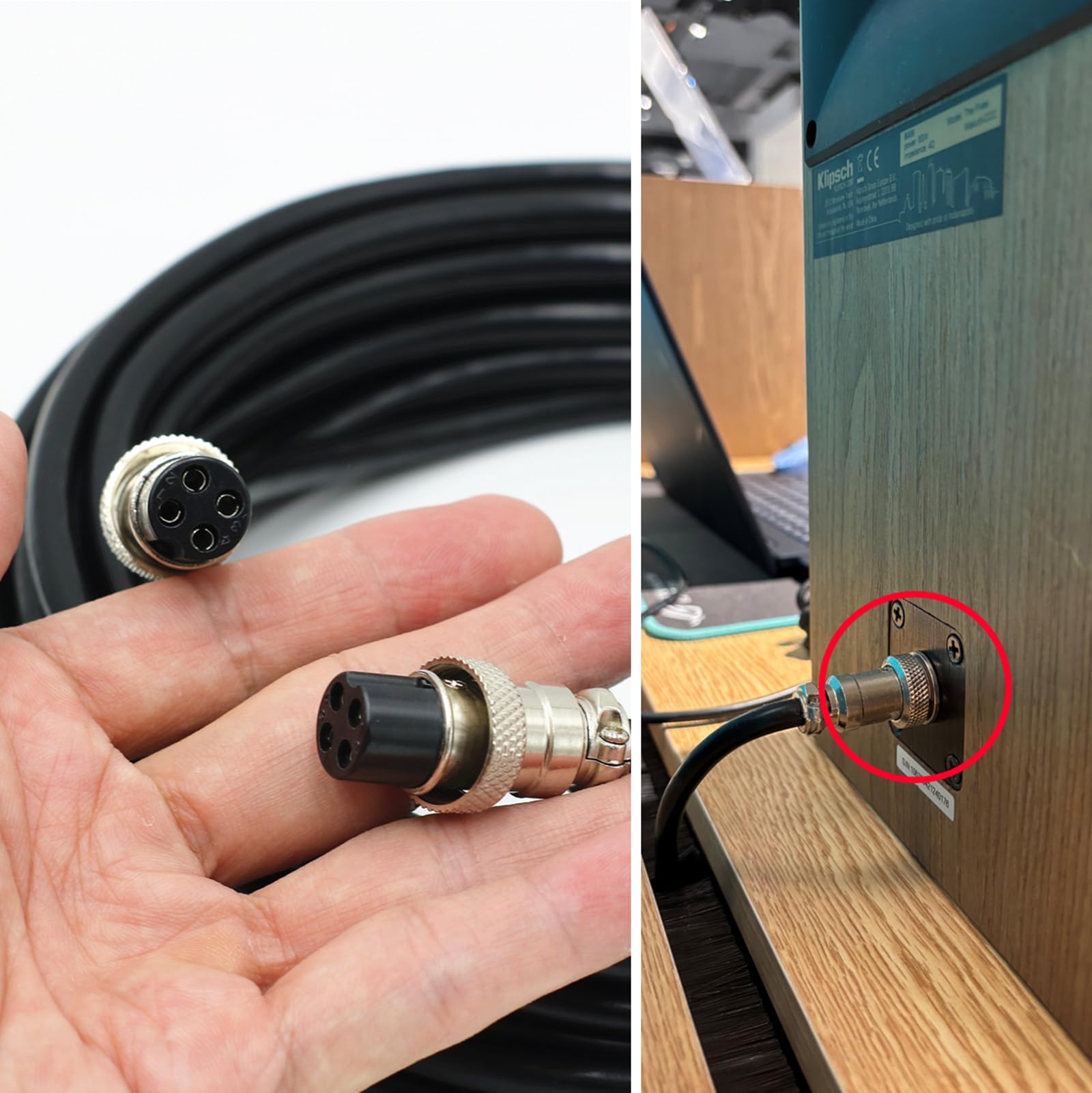 Cable de enlace de altavoz primario-secundario de 4 núcleos para Klipsch The Fives/Sevens y HiVi-Swan D200/D300 | Cable de extensión de audio maestro-esclavo | Cable de alta fidelidad blindado sin
