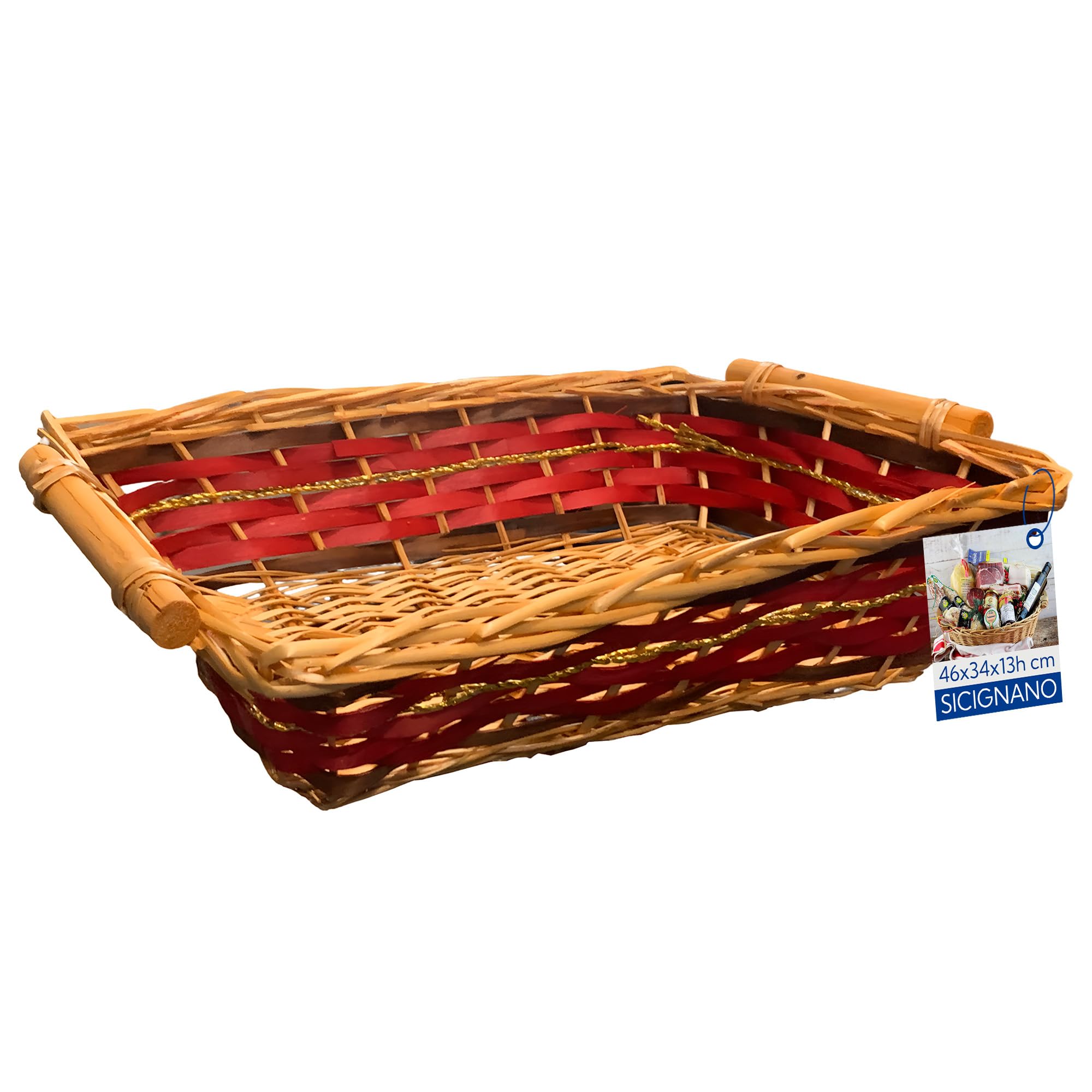 10 Ceste Rettangolari In Vimini Rosso, Grandi 49x35x12 Cm, Per Confezioni Regalo Natalizie E Decorazioni