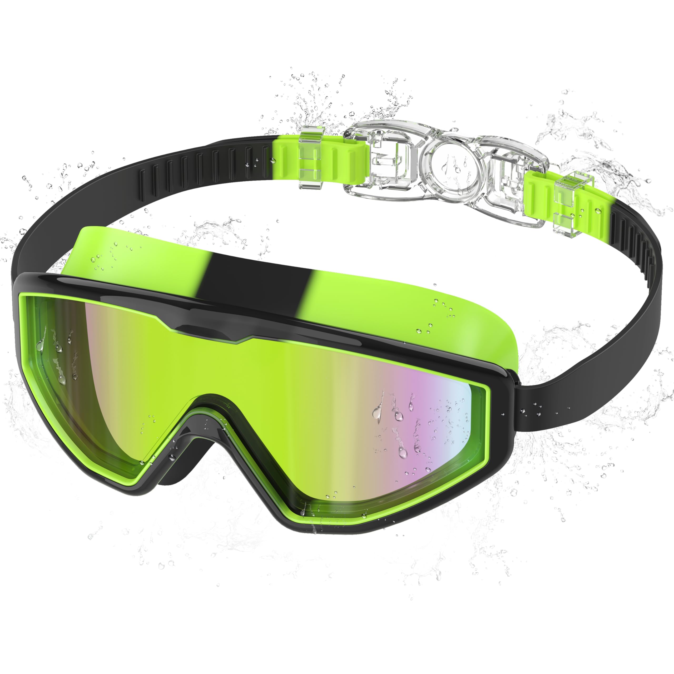 Lunettes de Natation Enfant Anti-Buée UV Vision Large Réglage 1 Bouton 3-12 Ans