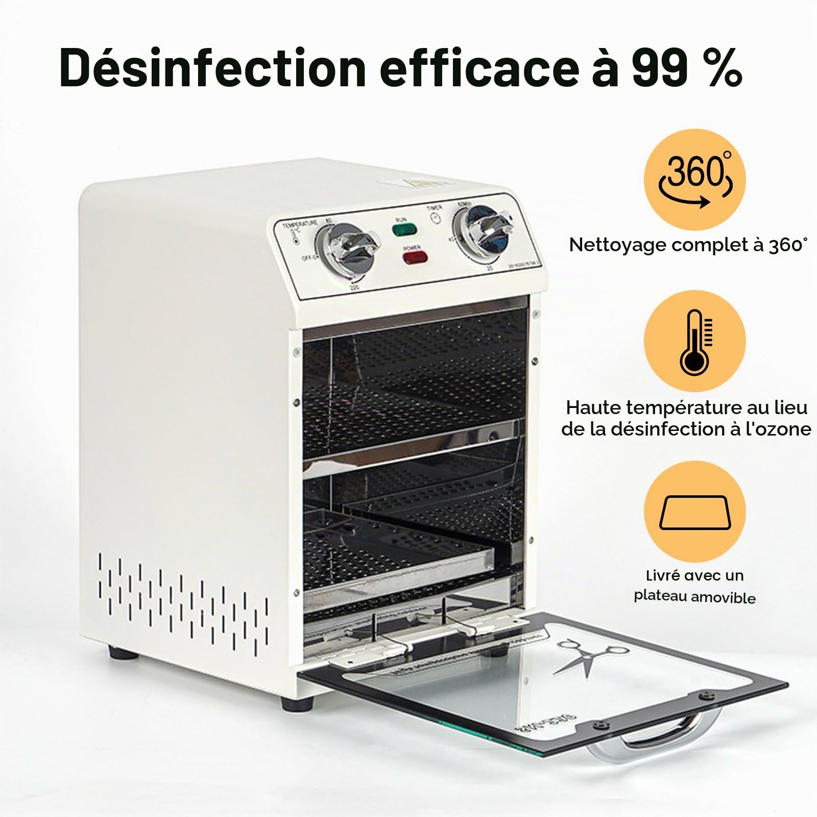 Stérilisateur haute température,sterilisateur materiel onglerie de grande capacité,autoclave stérilisation avec contrôle de la température et minuterie,adapté aux outils coiffure,manucure outils,SPA