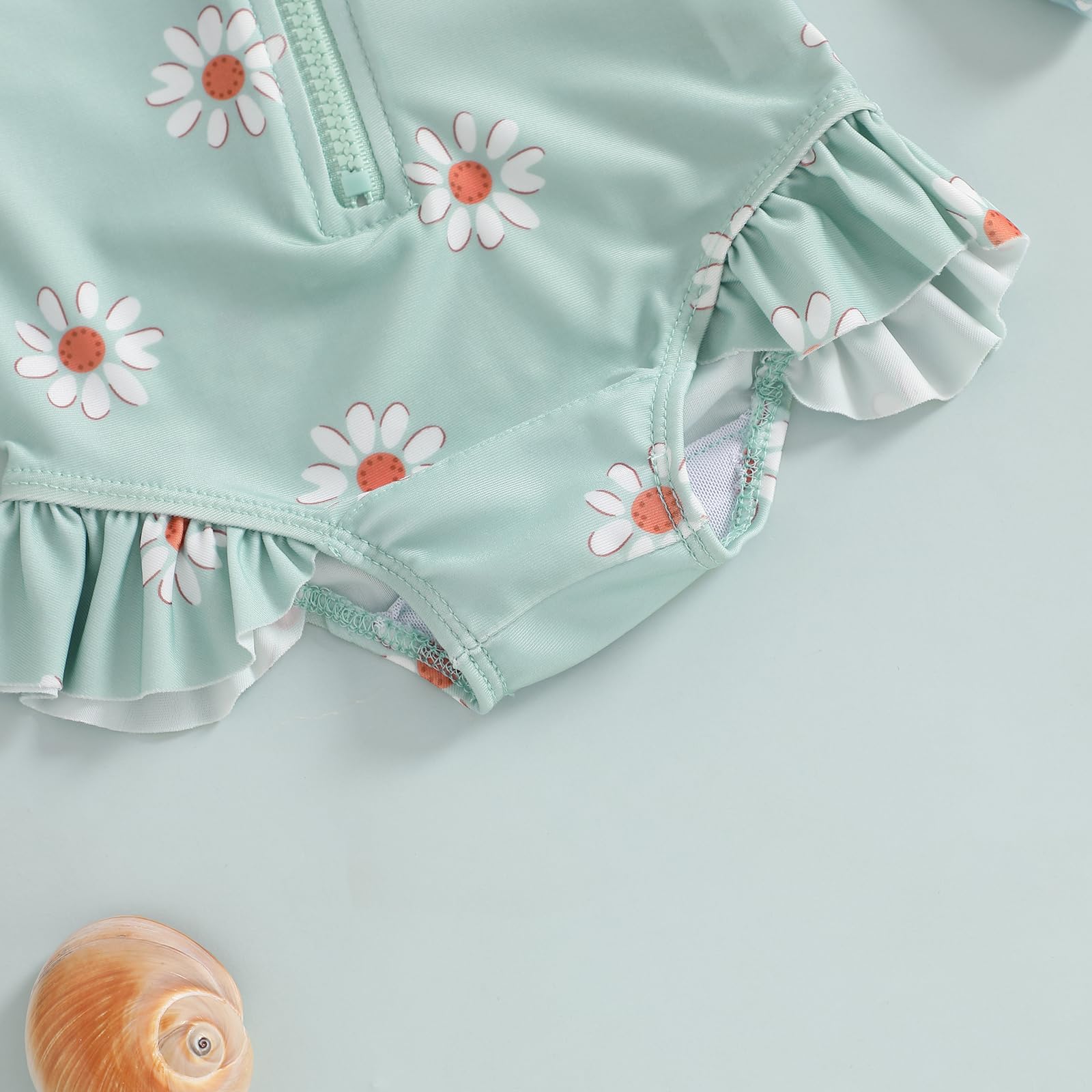 Costume da bagno 2 pezzi per bambina stampato set costumi da bagno a maniche lunghe costumi da bagno un pezzo con cappello vestito costumi 3 mesi - 3 anni