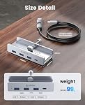 ORICO USB Hub 3.0, Serrure USB Hub avec port d'alimentation supplémentaire, aluminium 4-Port USB Adaptateur avec 3 USB-A Ports de données, USB-C Port pour moniteurs, bureaux (argent)