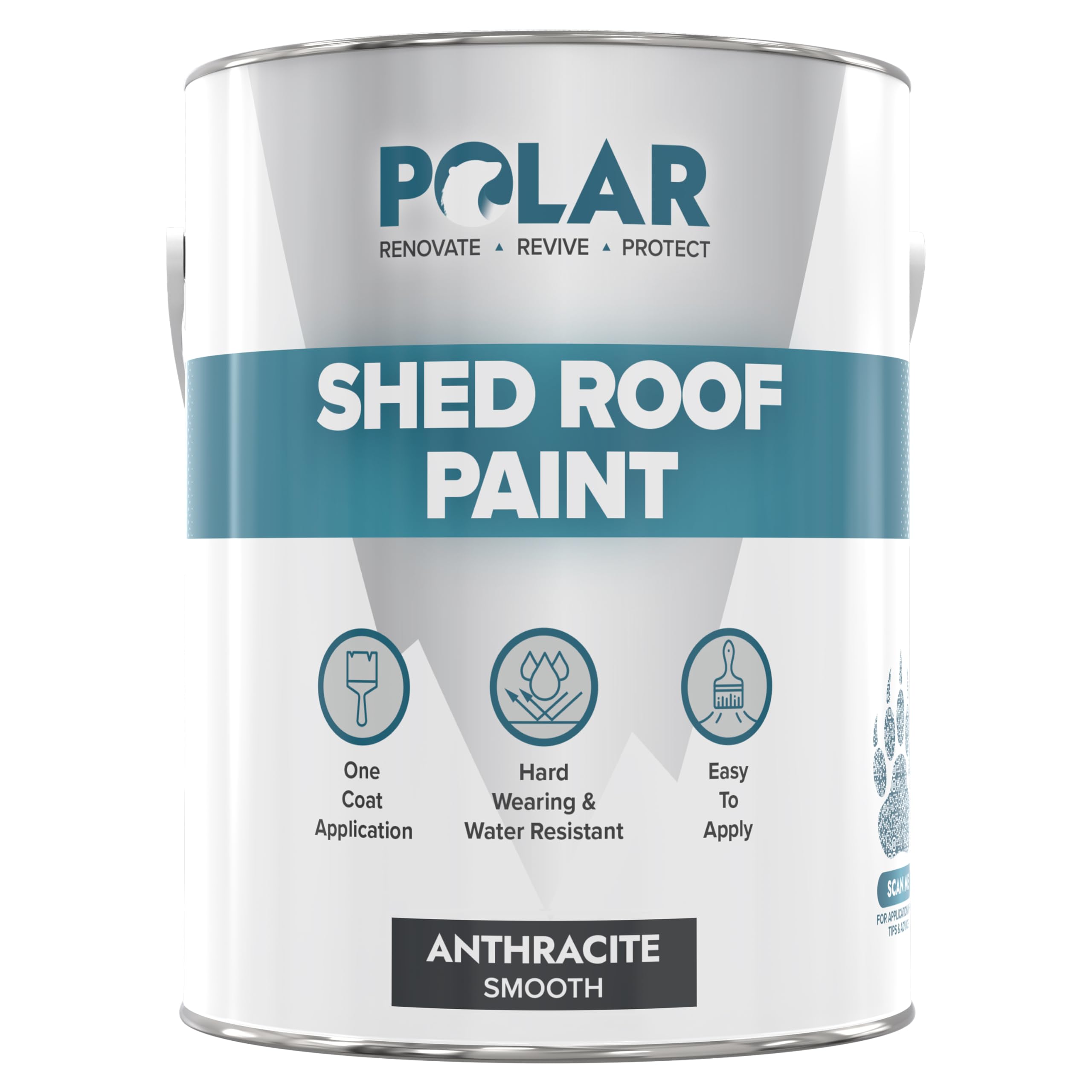 Polar Specialist Coatings Anthracite Polar Shed Roof Paint - 5 Litres | Instant Waterproofing Protection For Felt, Shed & Garage Roofs | Smooth & Decorative Finish | Durable Shed Paint For Exterior Use