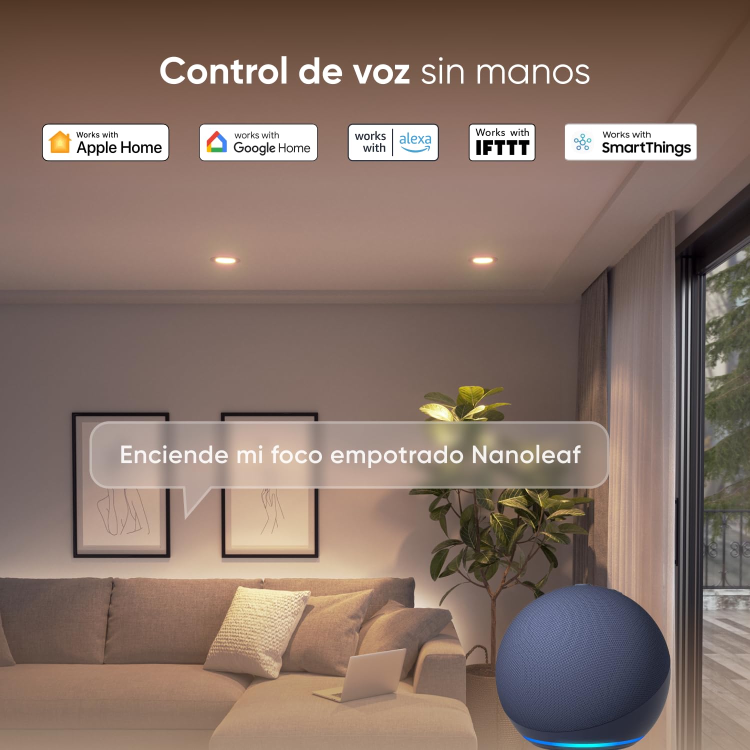 Nanoleaf Downlight LED Techo Empotrable WiFi, Inteligente Regulable Multicolor 550LM 1200K-6500K, Corte 75–85 mm,Smart Foco Empotrable Compatible con Alexa y Google