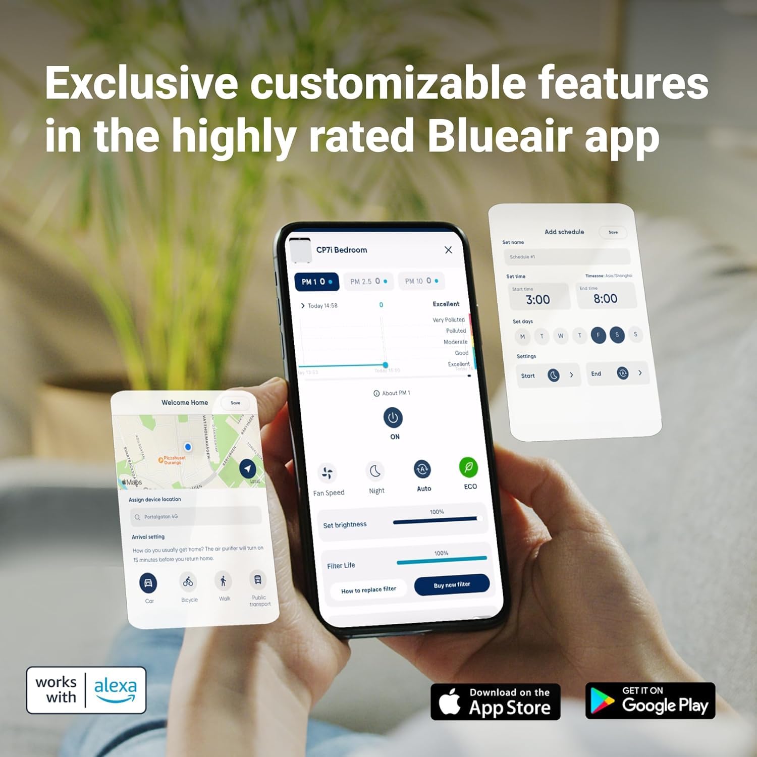 BLUEAIR Purificatore d'aria Premium per ambienti fino a 131 m², per allergeni di animali domestici, virus, batteri e grandi spazi, Classic Pro CP7i