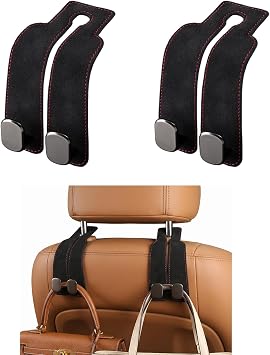GoldenLife Headrest Hooks for Car, 2 Pack Premium Car Bag Hooks | Secure Heavy-Duty, Elegant & Universal Fit Car Hooks for Purses Handbags Grocery & Backpacks