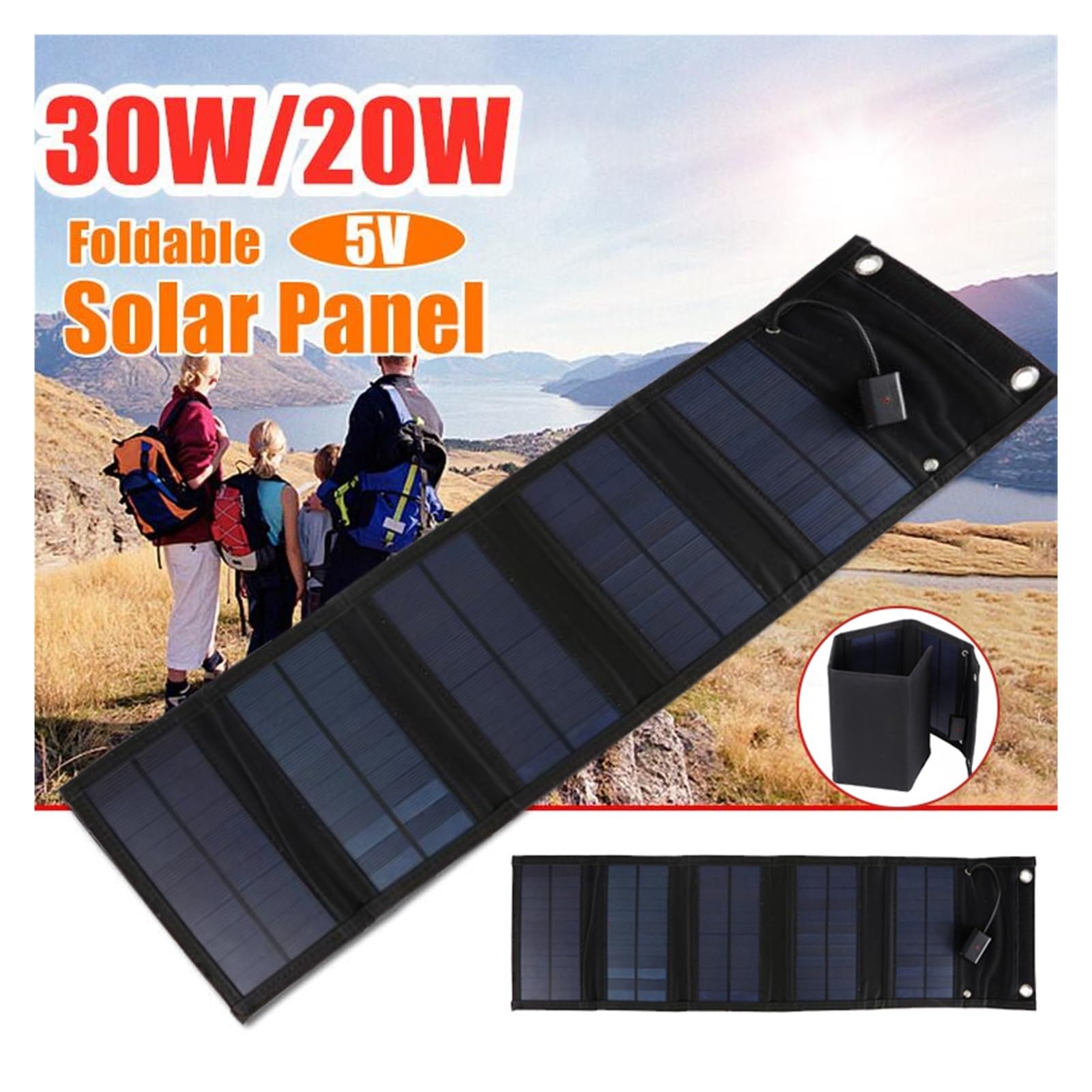 30 W/20 W składany Panel słoneczny USB Przenośne składane ogniwo słoneczne Wodoodporna ładowarka do paneli słonecznych Mobilna baterii łAtwa Instalacja(20W)