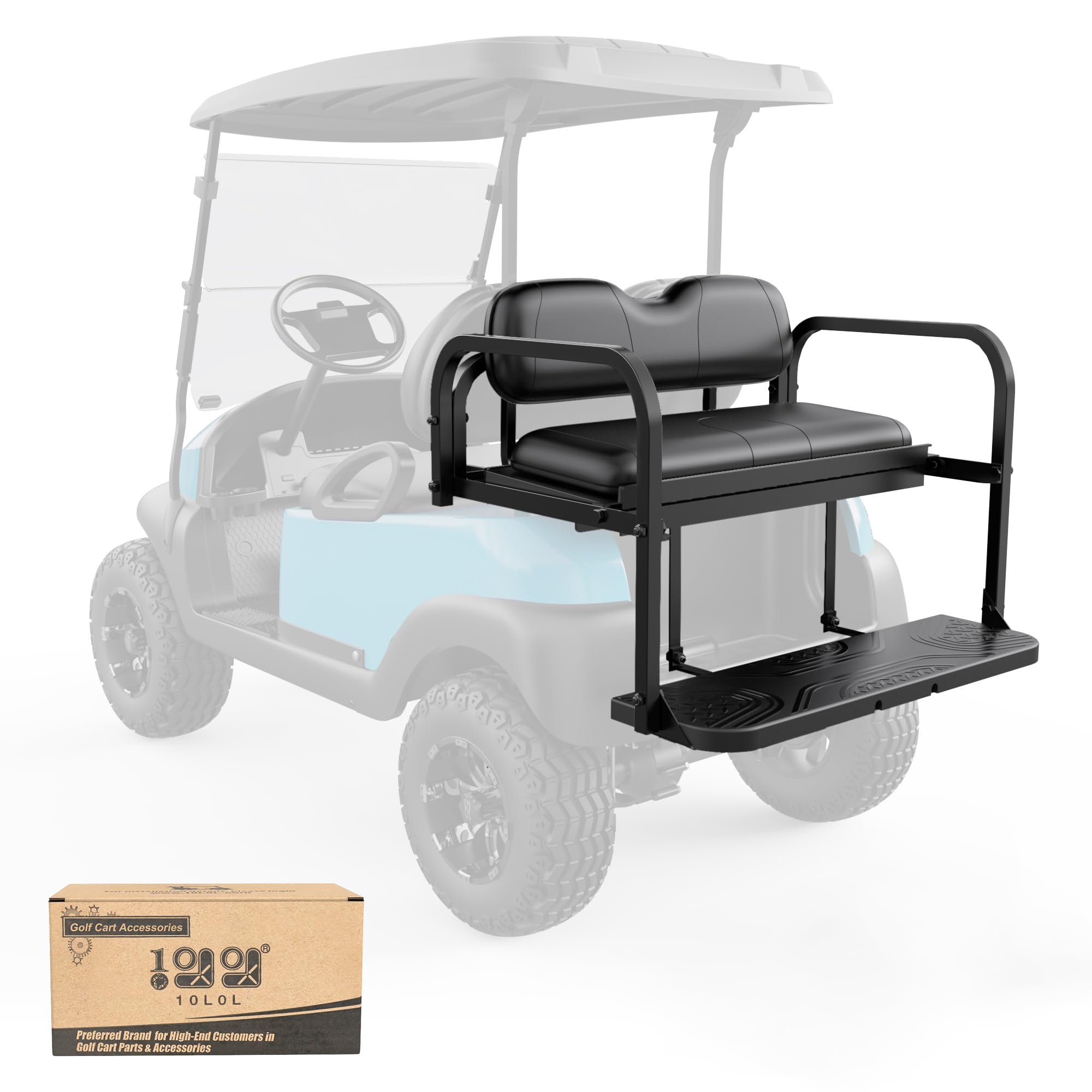 Photo 1 of 10L0L Golf Cart Rear Seat Kit for Club Car Precedent/Tempo/Onward 2004-Up | Back Flip Seat with High-Density Foam Cushions | Fold Down Rear Seat