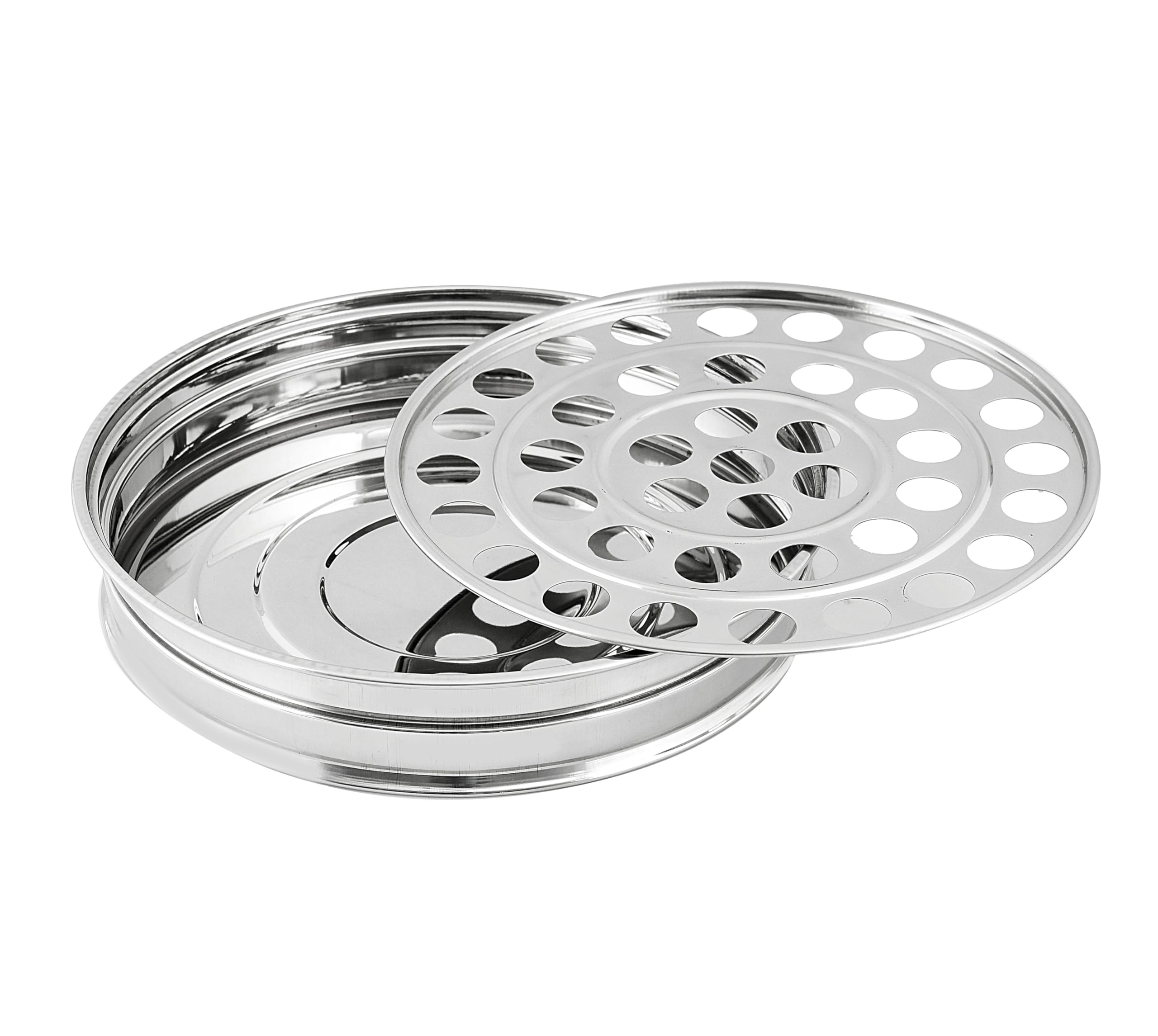 VJR Plateau de Communion chrétienne avec Couvercle - Lot de 1 en Acier Inoxydable argenté | Petit modèle | Fournitures de Communion à l'église | Articles de Communion | Ensemble de Plateaux pour
