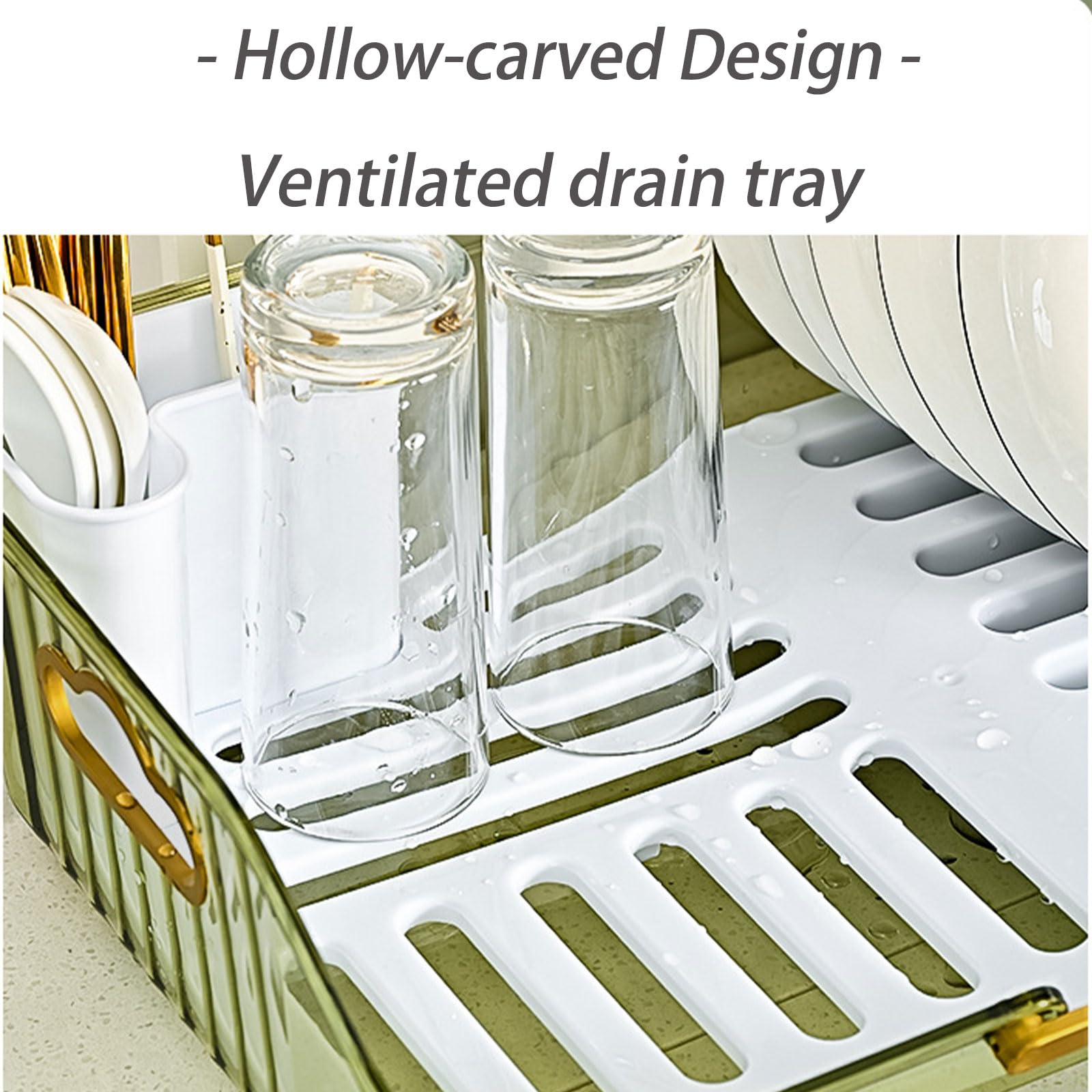 Dxcaicc Escurridor de Platos,Escurreplatos para Almacenamiento en mostrador de Cocina,Utensilios,Soporte de Almacenamiento para Secado de Platos,Verde