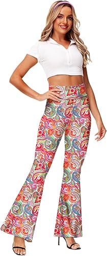 Miniatura 4 de Deerose Pantalones de Cintura Alta Elásticos Ajustados Acampanados Estilo Hippie para Mujer