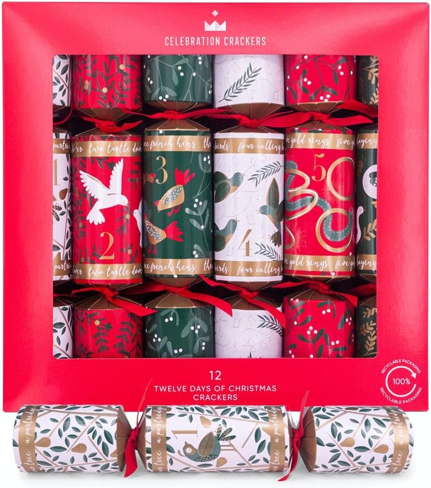 Celebration Crackers 12 Days of Christmas Eco FSC Mix Luxury Christmas