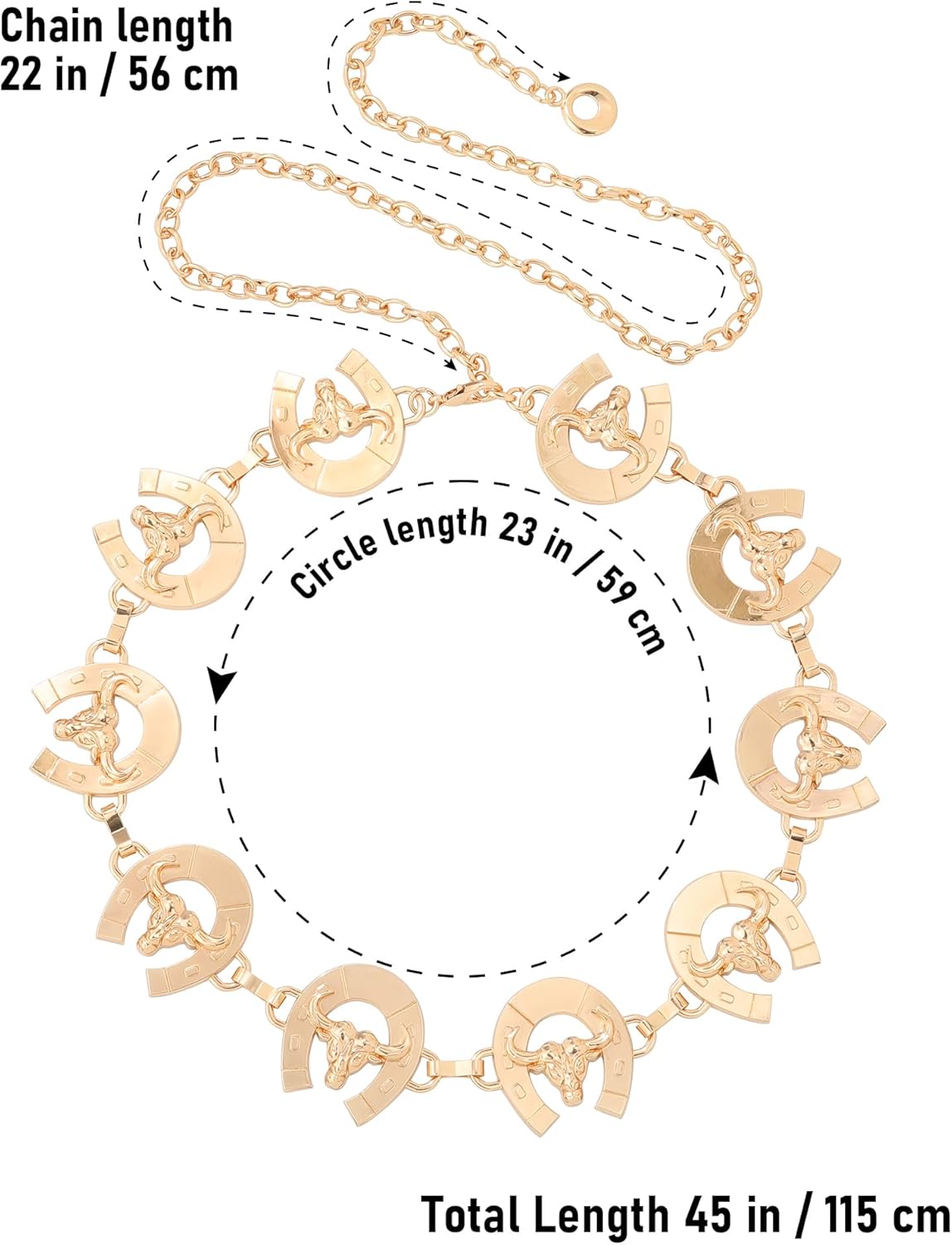 AWAYTR Western Chain Belt for Women - Vintage Metal Cowgirl Concho Waist Chain Belt for Dresses Jeans - Image 2