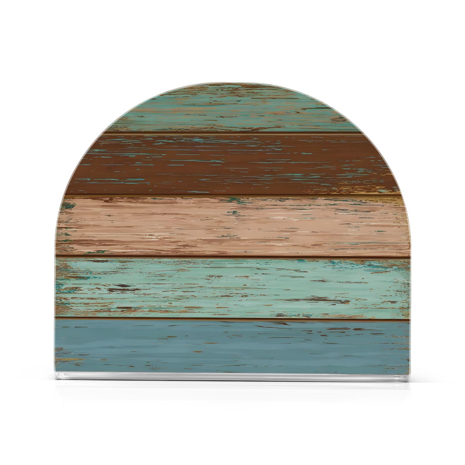 Servilletero de acrílico con textura de madera rústica, verde azulado, marrón, para mesa de cóctel, dispensador de servilletas de papel, para el hogar, cocina, restaurante, bar, 1 unidad