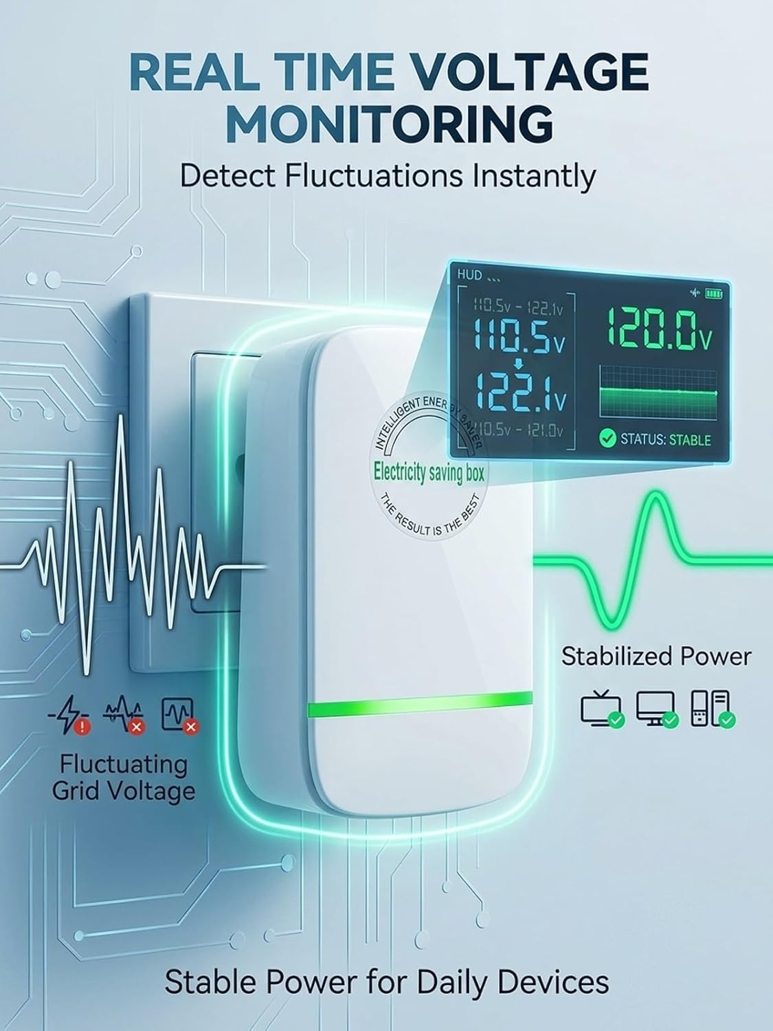 Electricity Saving Box Energy Saving Device Smart Save Plug Power Saver Voltage Optimization Surge Protection Thermoregulation Outlet Home Office Compact Plug and Play Energy Efficiency(4PCS)