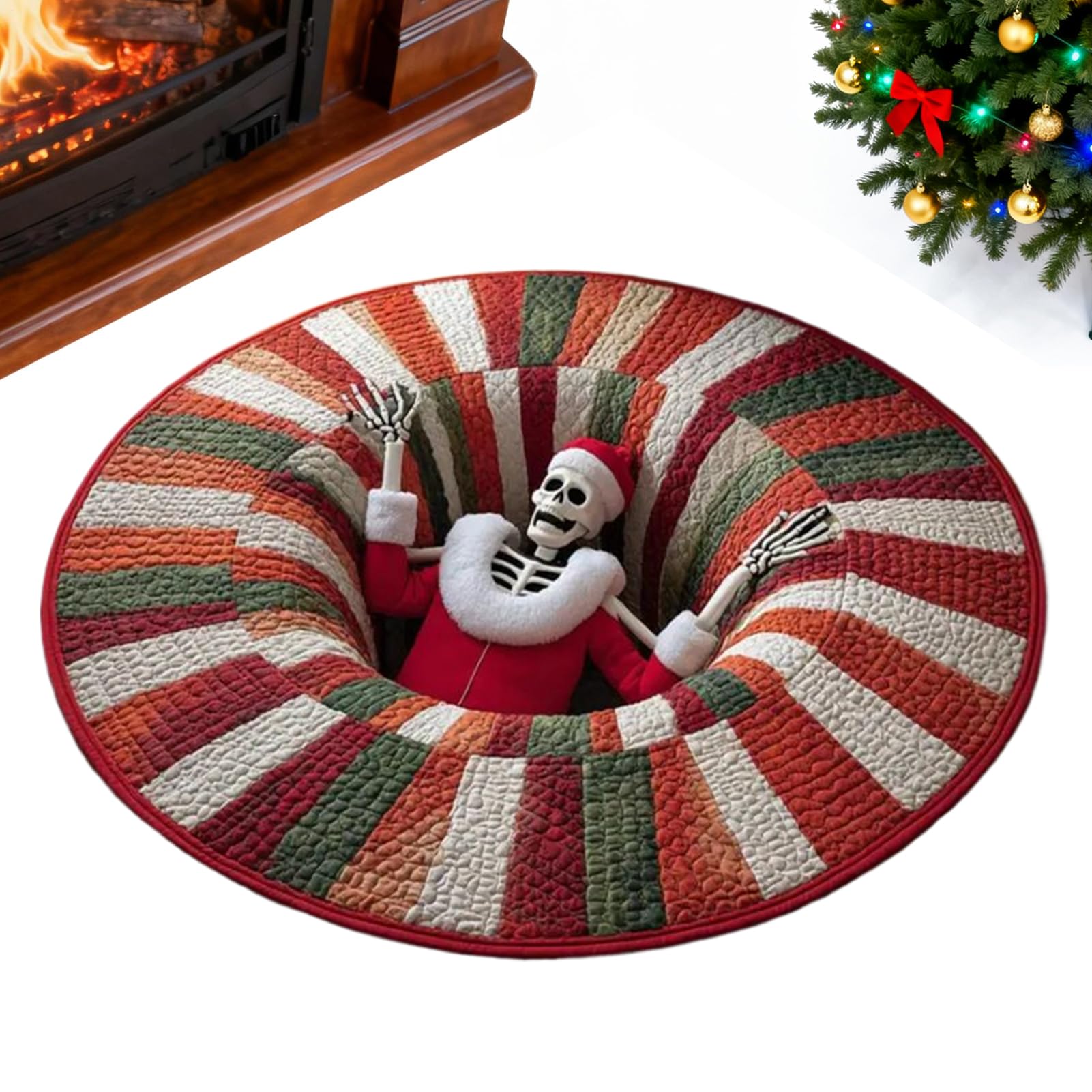 Tapis d'illusion d'optique rond et doux pour décoration d'hiver