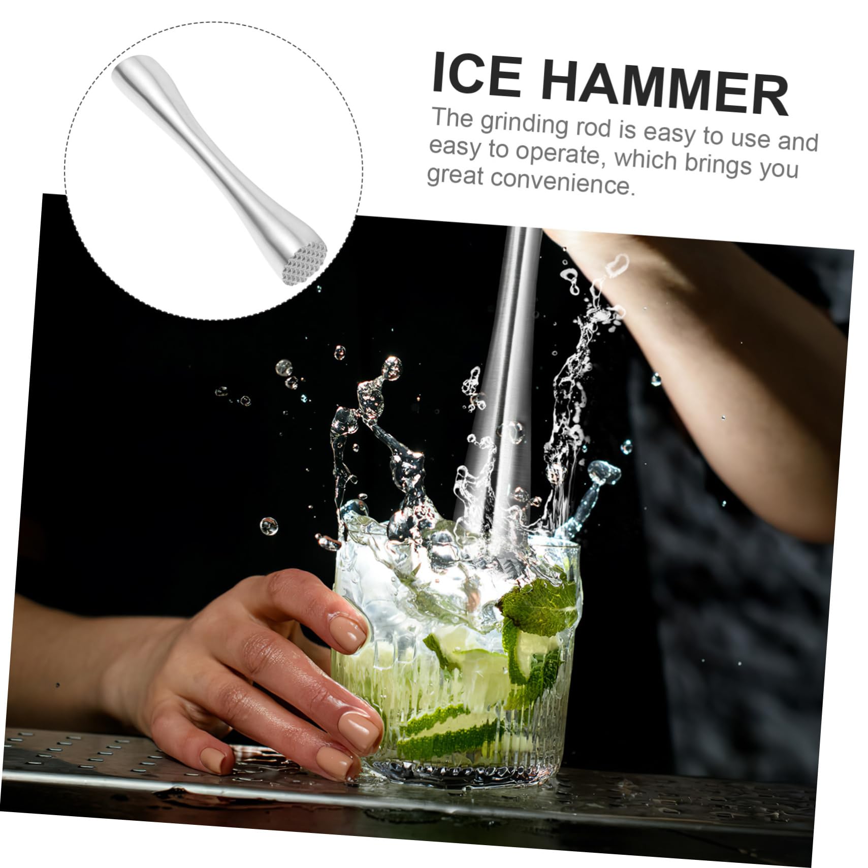 GRIRIW Stainless Steel Stirring Rod Ice Cocktail Mixer Muddler Tool for Bars Restaurants Families