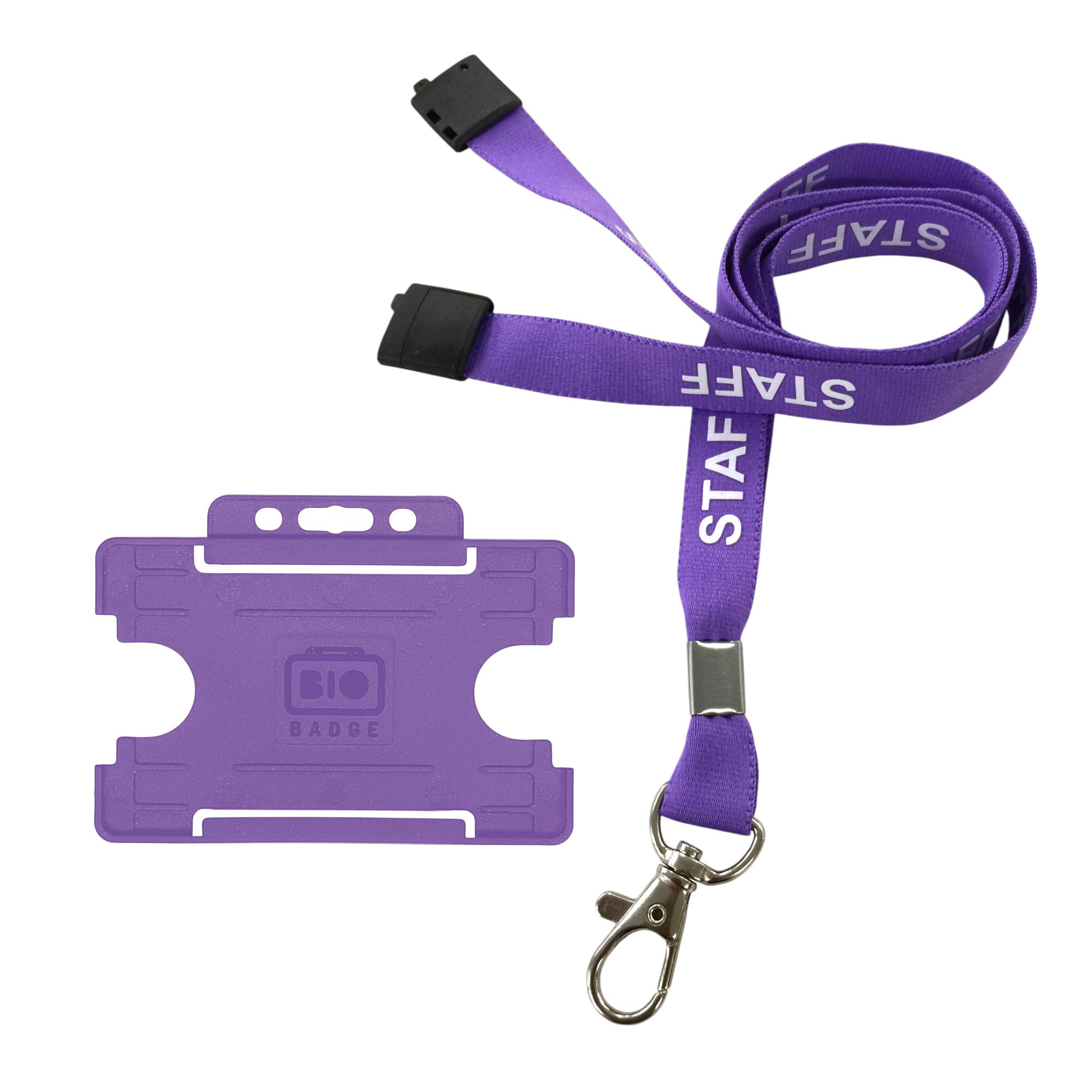 Customcard Ltd Staff Lanyard Purple and Single-Sided ID Badge Holder - Single Safety Break & Metal Clip -Ideal for School, Office, Events - Secure Lanyard Staff Badge Holder with Card Slot (Pack of 5)