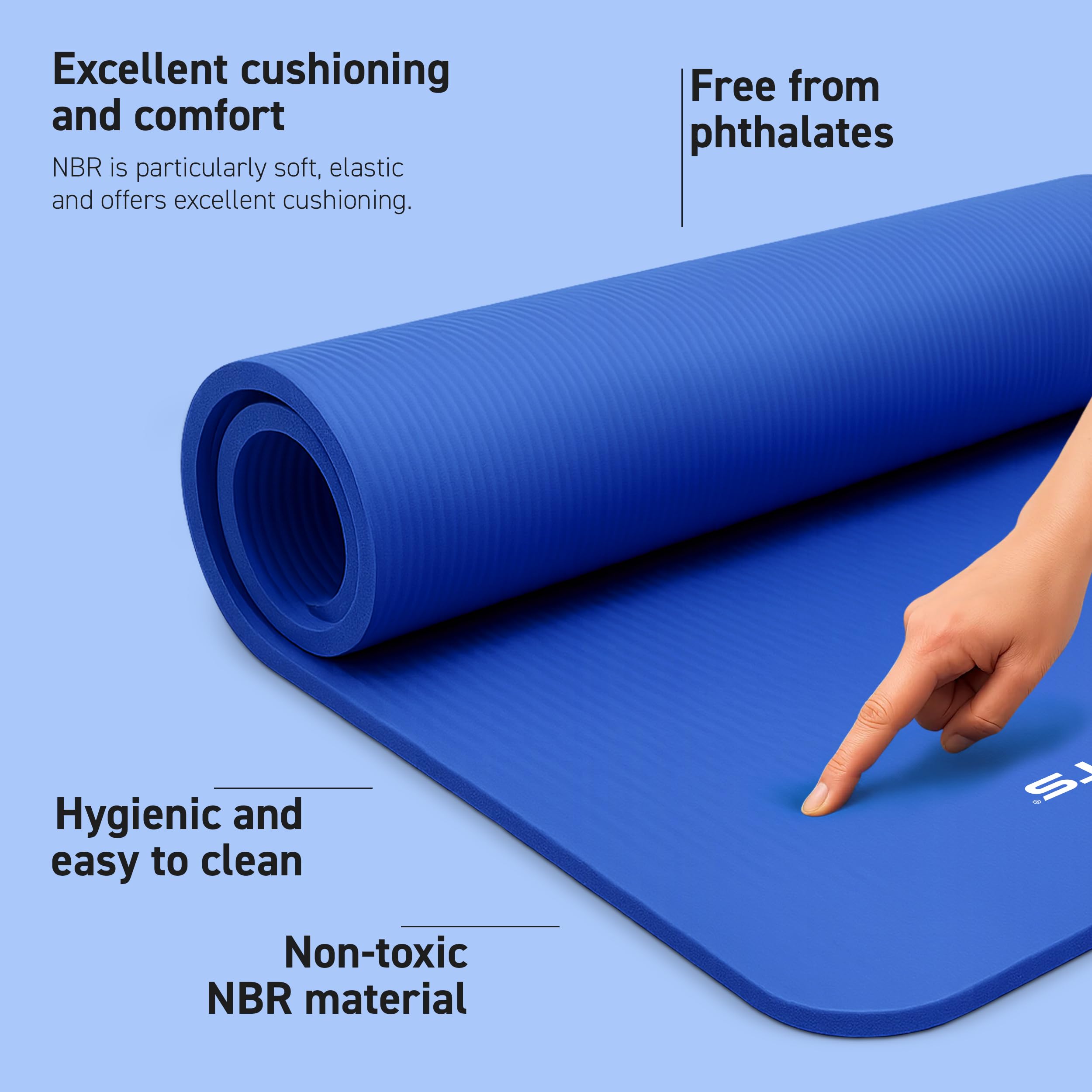 MSPORTS Yoga Mat Premium Non Slip Thick – Extra Comfortable Exercise Mat for Home Workouts, Pilates, Stretching &amp; Gym – Cushioned NBR Foam, Gym Mat with Strap, for Women &amp; Men