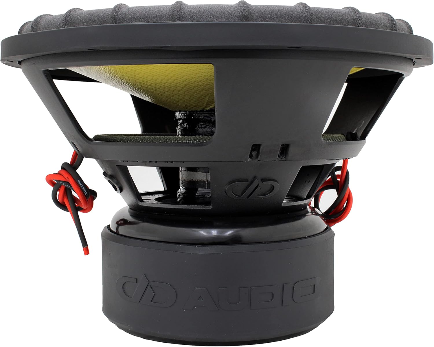 Samping view of the DD Audio CB-9515k-D1 subwoofer, highlighting the robust basket design