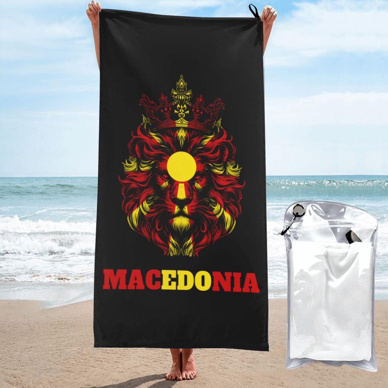 Toalla de sauna absorbente y de secado rápido con bandera de Macedonia