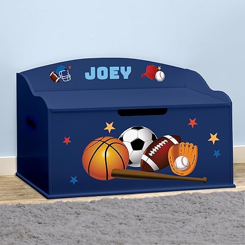 Miniatura 4 de DIBSIES Caja de juguetes personalizada Creative Wonders, deportes, 30 x 19.25 x 18 pulgadas, tapa de cierre suave (azul)
