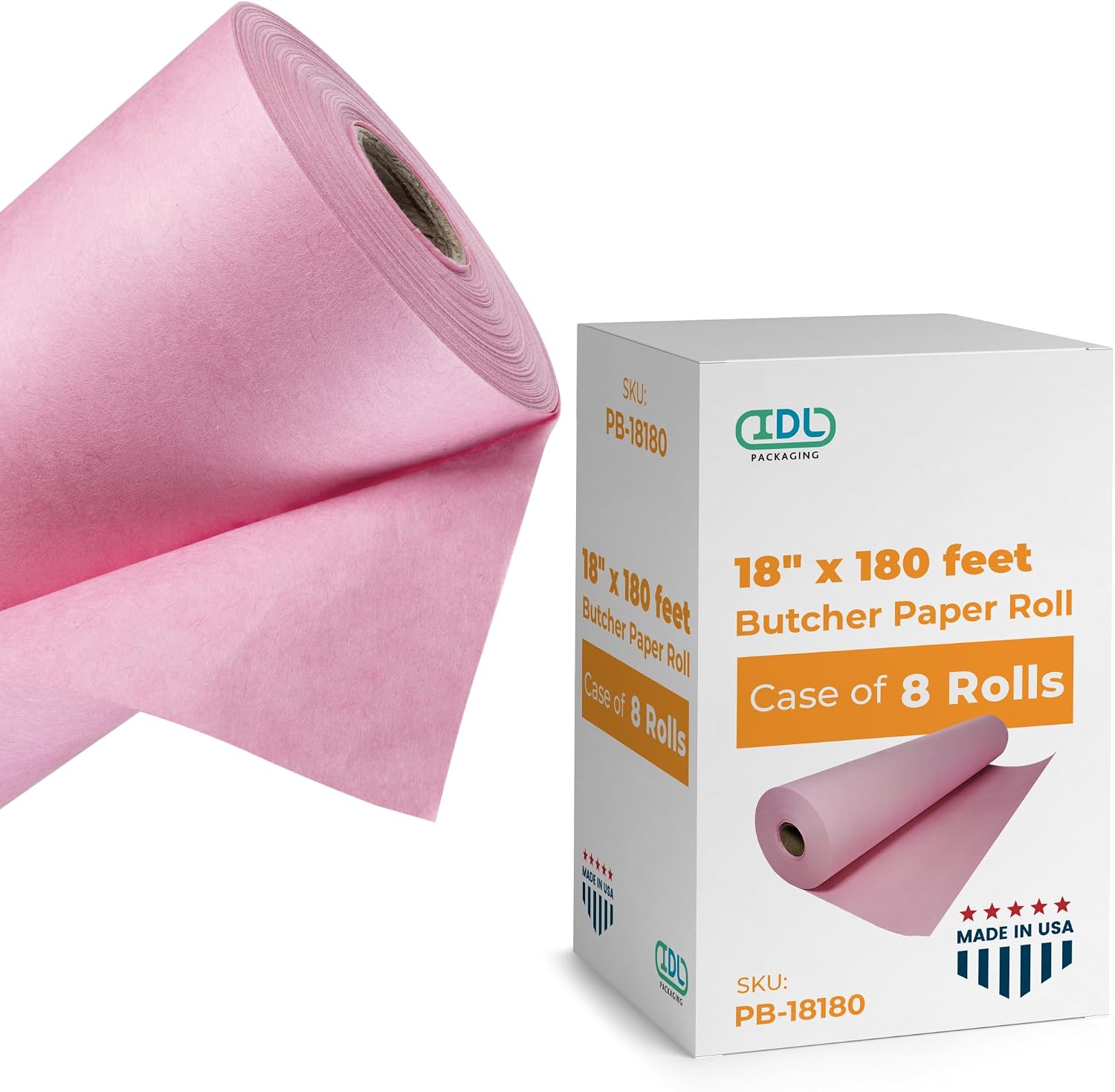 IDL Packaging 36" x 180' Natural White Butcher Paper Roll - Moisture Resistant Kraft Wrapping Paper & LEM Products 034 Tape Dispenser & Freezer Tape, 8.25 x 4.25 x 4.8 inches