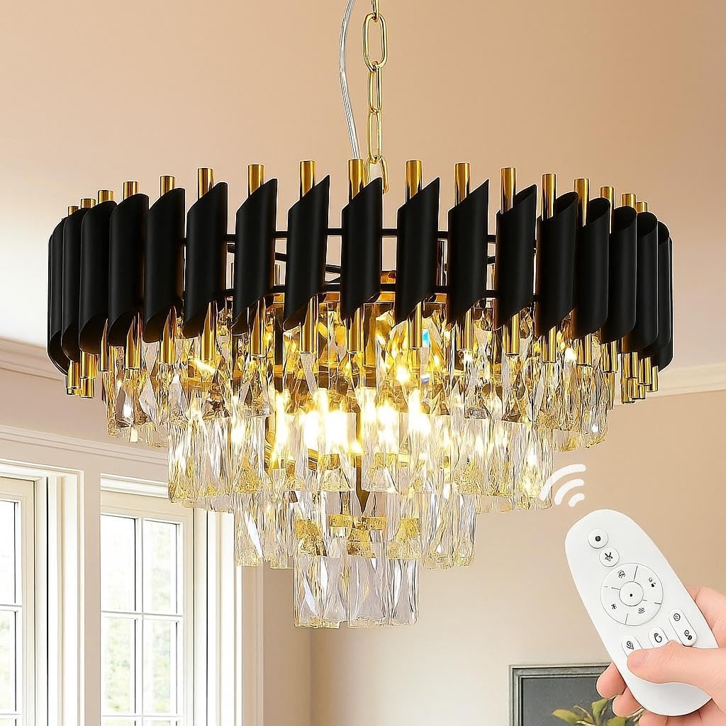 Gold Crystal Chandelier - Remote Control & Speaker -9 Gold Crystal Chandelier - Remote Control & Speaker -9