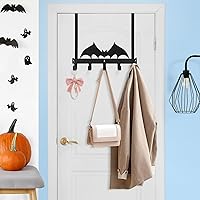 Vista 4 de Gancho en forma de murciélago para colgar sobre la puerta, decoración de pared gótica de Halloween, toallero, estante de decoración para puerta