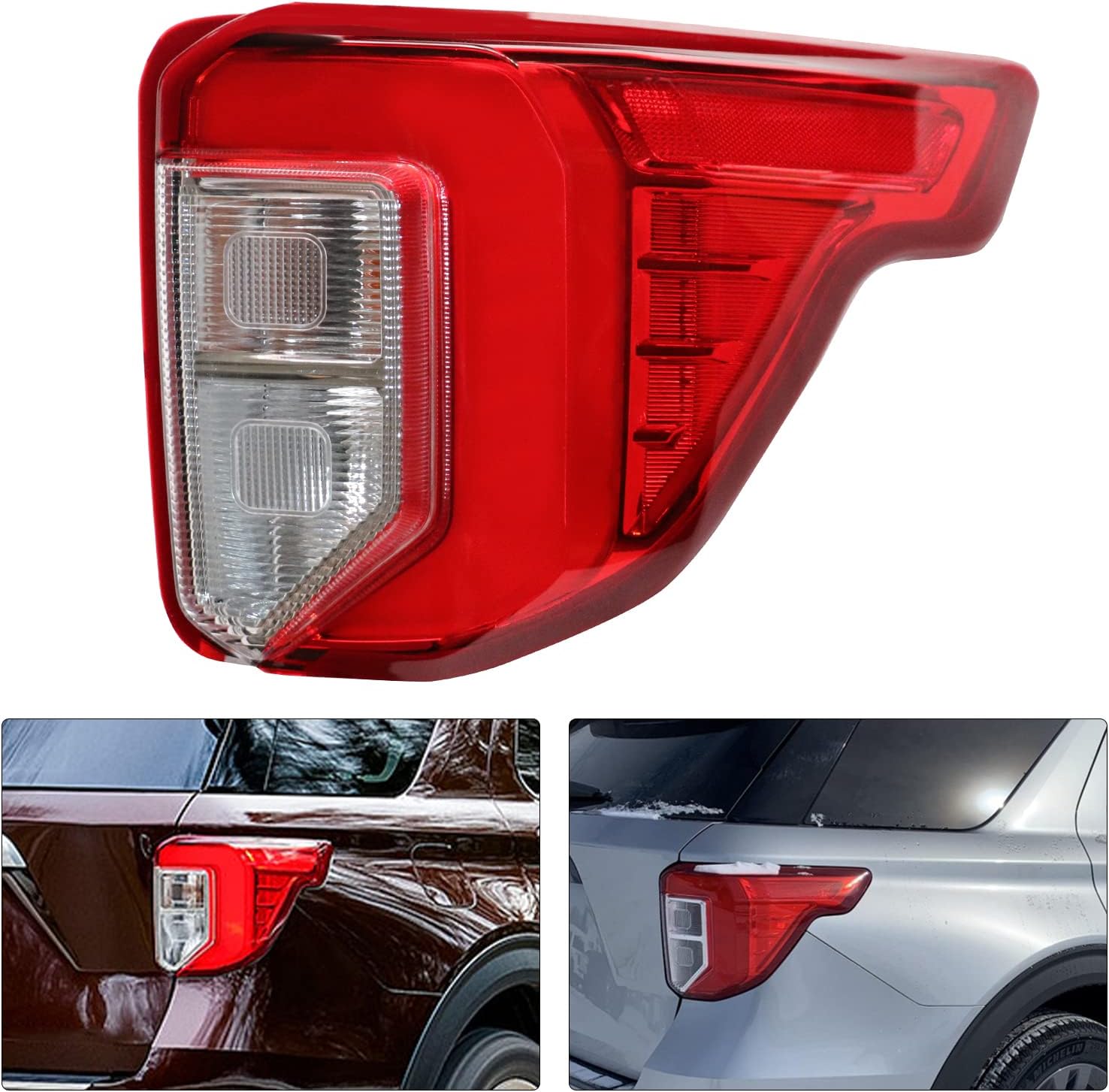 Rear Taillight, for Ford Explorer 2020-2022 LED Halogen Tail light, LB5Z13404F LB5Z13405F Spot Tail Lamp Direct Replacement Assembly, 2020 2021 2022 for Ford Explorer Brake Rear Lamps (Right)