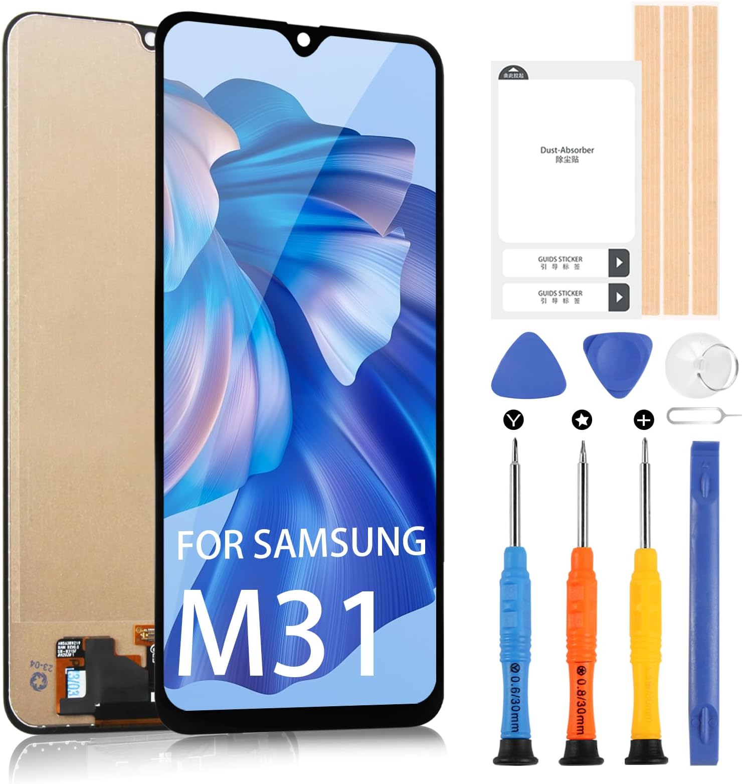 Screen Replacement for Samsung Galaxy M31 LCD Display M315 Touch Screen Digitizer SM-M315F,SM-M315F/DS,SM-M315F/DSN Assembly with Repair Kits(Black,6.4 inch)