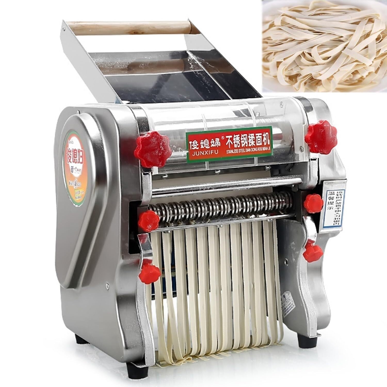 DJCDDM Commercial Dough Roller Machine,Cutting Pasta Maker Machine for Noodles/Spaghetti/Lasagne/Ravioli Stainless Steel Pasta Maker Machine(160)