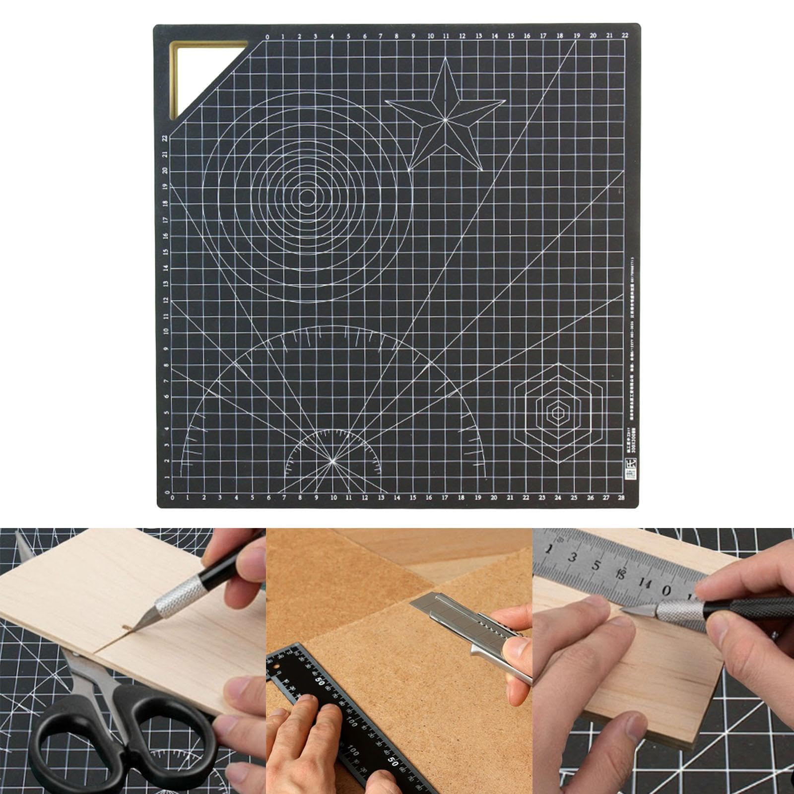 Harilla Tapete de corte cuadrado antideslizante, resistente, de doble cara, ideal para manualidades y costura, 30 Centimetros