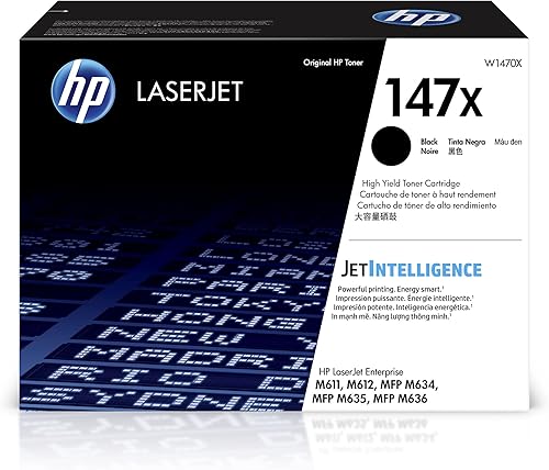 HP Cartucho de tóner negro de alto rendimiento 147X  Funciona con HP LaserJet Enterprise M611, M612 Series, HP LaserJet Enterprise MFP M634, M635,