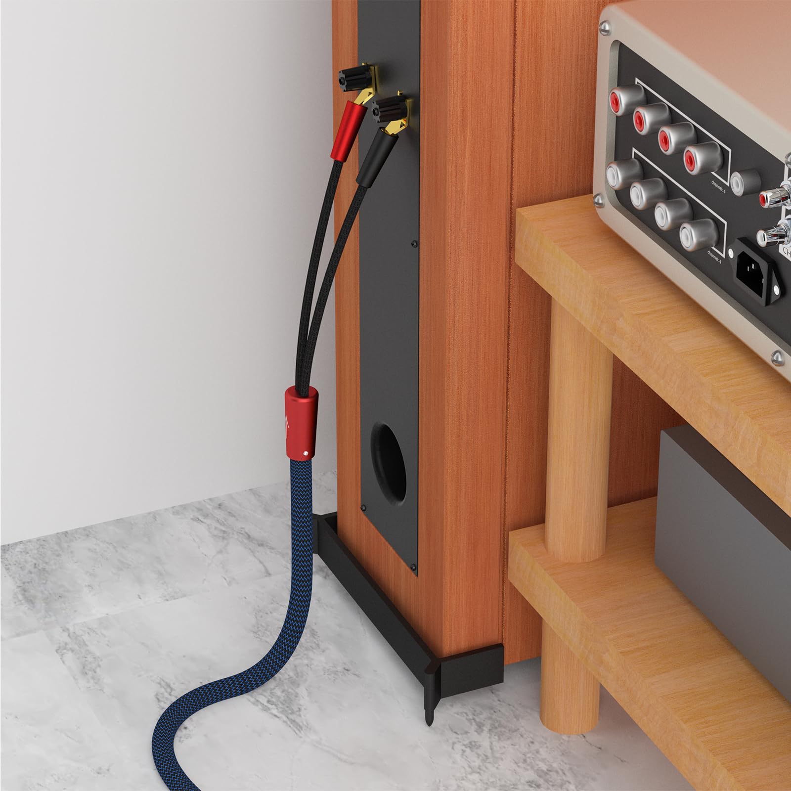 Preffair 1 par de cables de altavoz de cobre OFC de alta fidelidad de 10 pies con conectores chapados en oro, conectores macho a macho para altavoces de audio, sistemas de alta fidelidad, cables de
