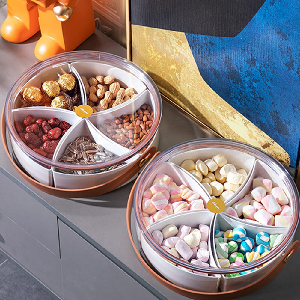 4 Vassoi Portasnack Con 5 Scomparti - Piatti In Plastica Riutilizzabili Per Frutta, Caramelle, Noci - Verde E Rosa Chiaro - 4