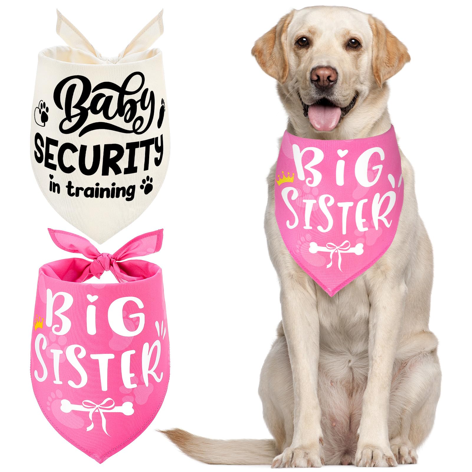 Set di 2 fazzoletti da collo per cani di piccola taglia media e grande, rosa e beige