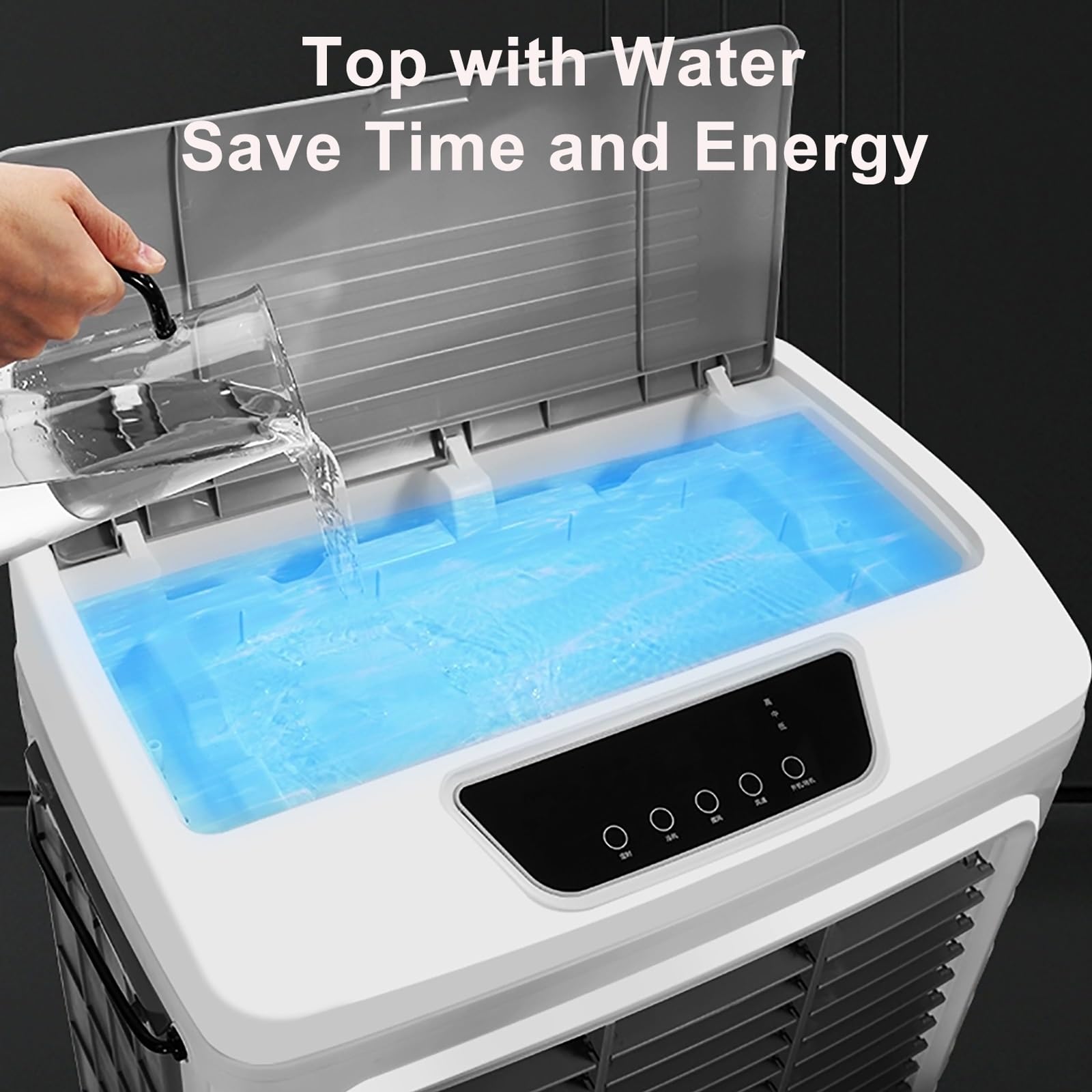 Enfriador De Aire Evaporativo Comercial, Humidificador Y Ventilador 3 En 1, 200 W, Tanque De 50 L, Enfría hasta 538 Pies Cuadrados para El Hogar, Taller, Uso Mecánico - 50 X 34 X 90 Cm