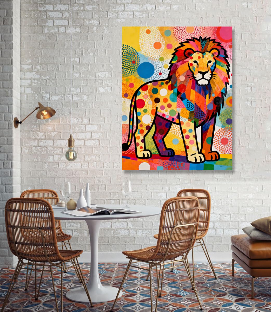 GYSDKUS Tableau Lion Pop Art Coloré sur Toile. A03. 70x90cm. Sans Cadre