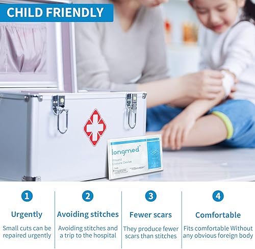 Miniatura 2 de Cremalleras de cierre de heridas de emergencia, 4 piezas de suturas de punto de cremallera, vendas de mariposa, reparación de heridas sin puntadas,