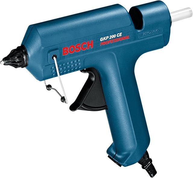 Bosch Professional: pistolet do klejenia GKP 200 CE (500 W, długa dysza, odłączany przewód, dysza uniwersalna, szeroka dysza szczelinowa, 8 wkładów klejących, walizka)
