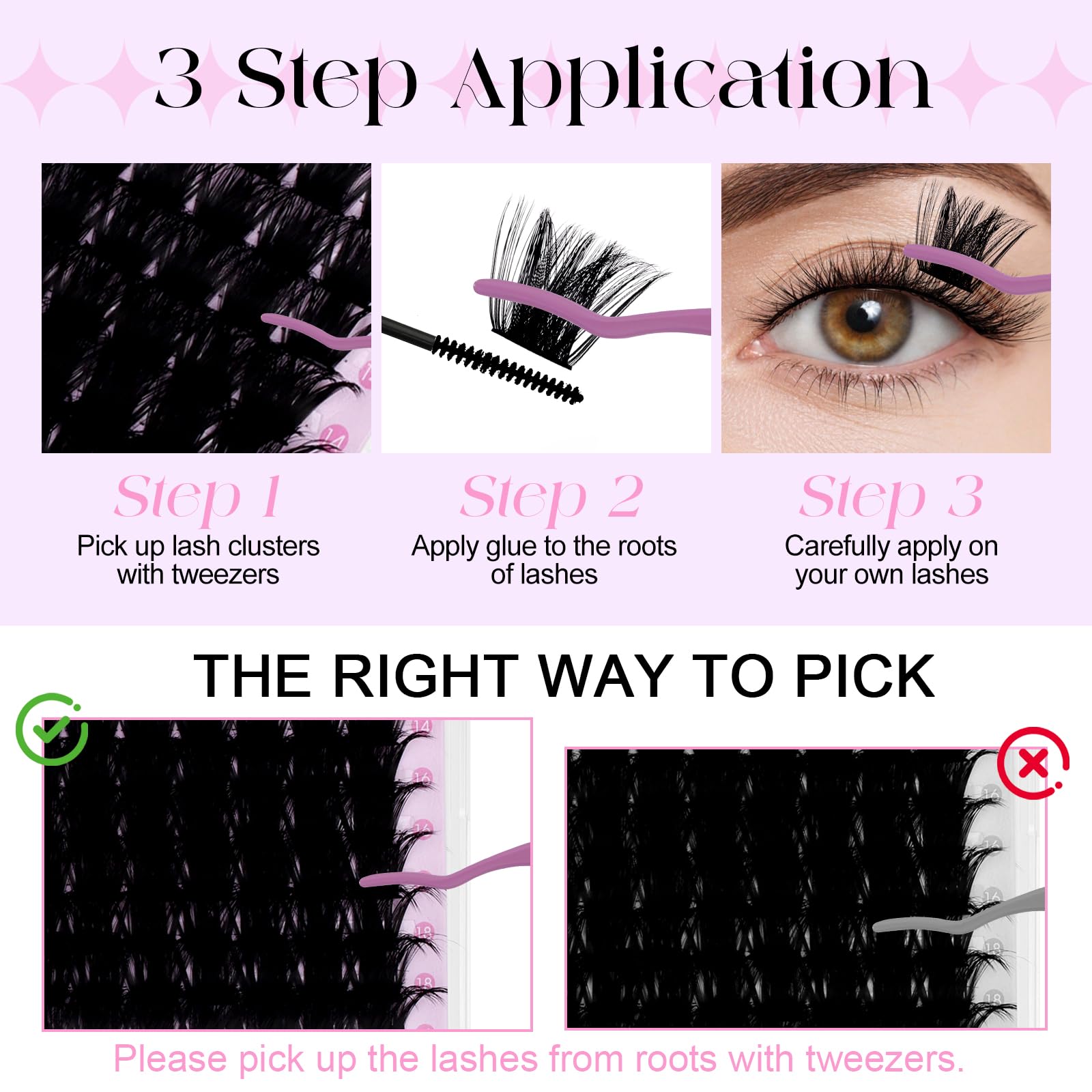 Faux Cils Individuel D Curl 200D Wispy Cils Individuels Naturels 10-18mm Réutilisables Cluster Lashes Extensions Cils DIY à La Maison(200D-0.07D-1018)